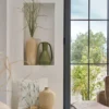Grand vase céramique déco texturé beige 36 cm Siméon