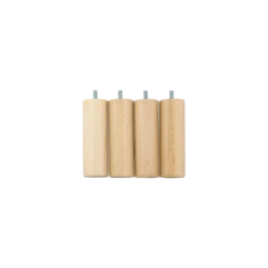 Jeu de 4 pieds cylindriques bois vernis