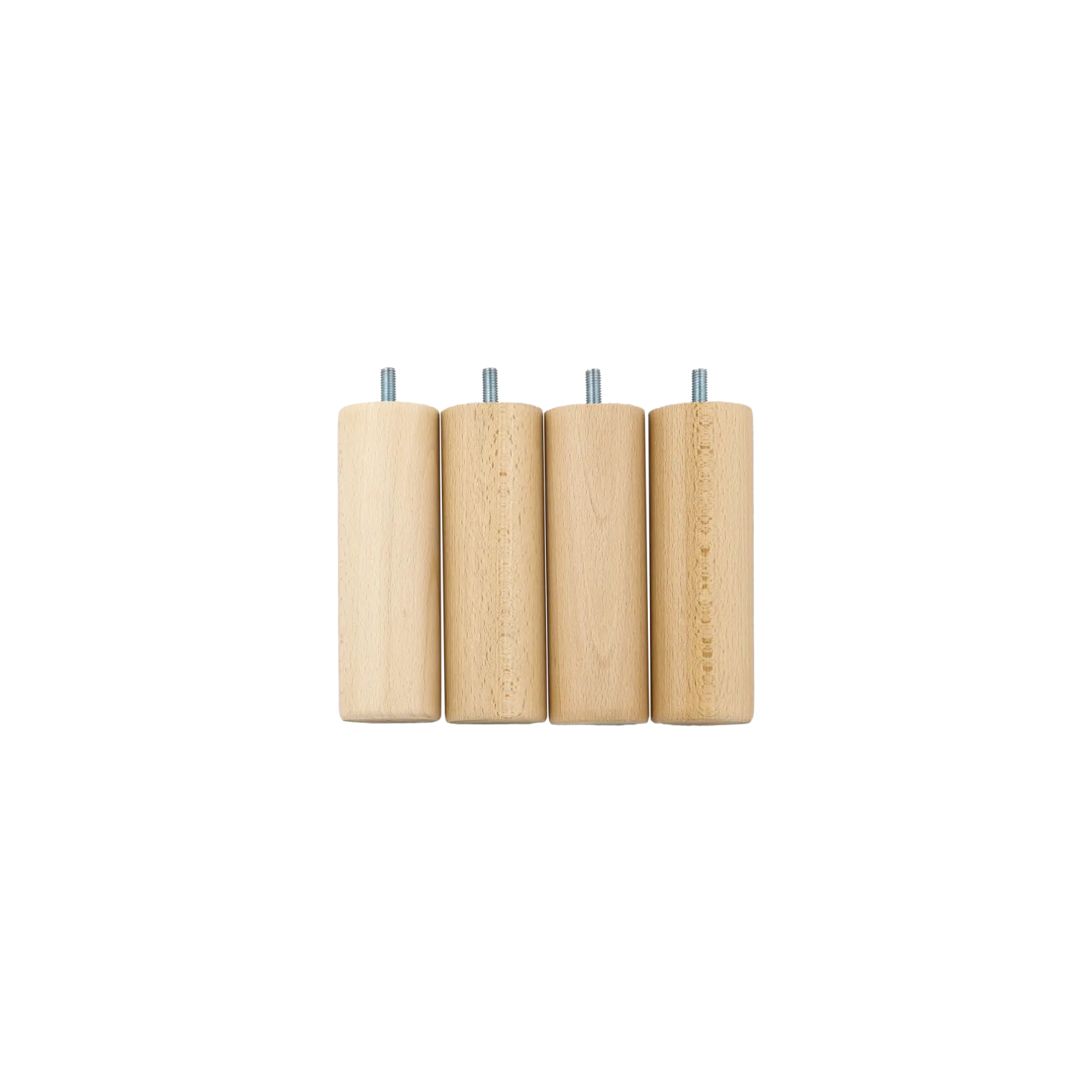 Jeu de 4 pieds cylindriques bois vernis
