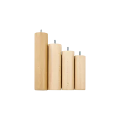 Jeu de 4 pieds cylindriques bois vernis