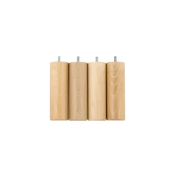 Jeu de 4 pieds cylindriques bois vernis