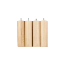 Jeu de 4 pieds cylindriques bois vernis