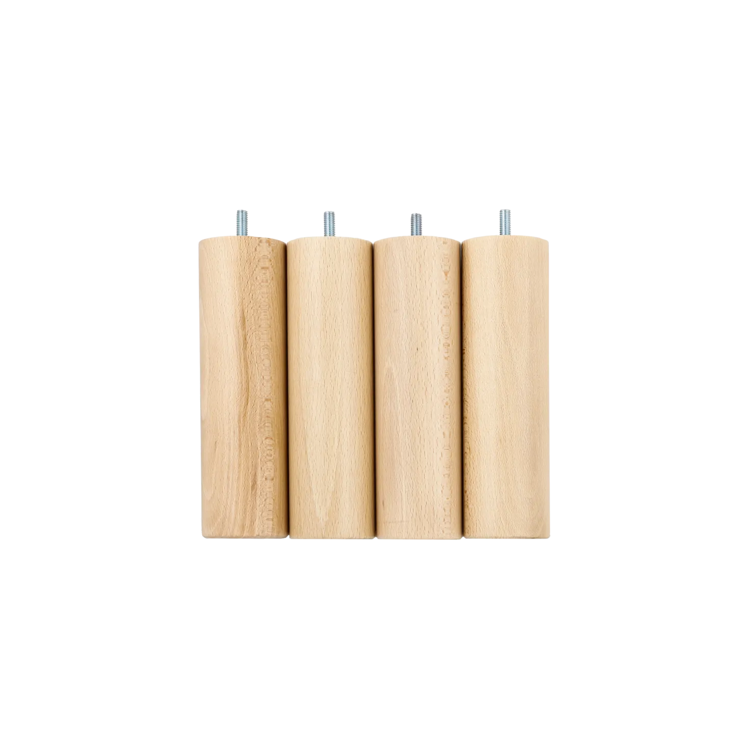 Jeu de 4 pieds cylindriques bois vernis