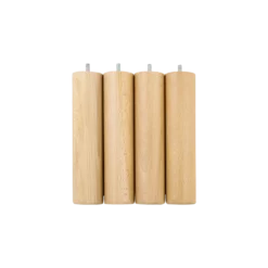 Jeu de 4 pieds cylindriques bois vernis