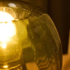 Lampe à poser champignon en verre vert kaki translucide Calista