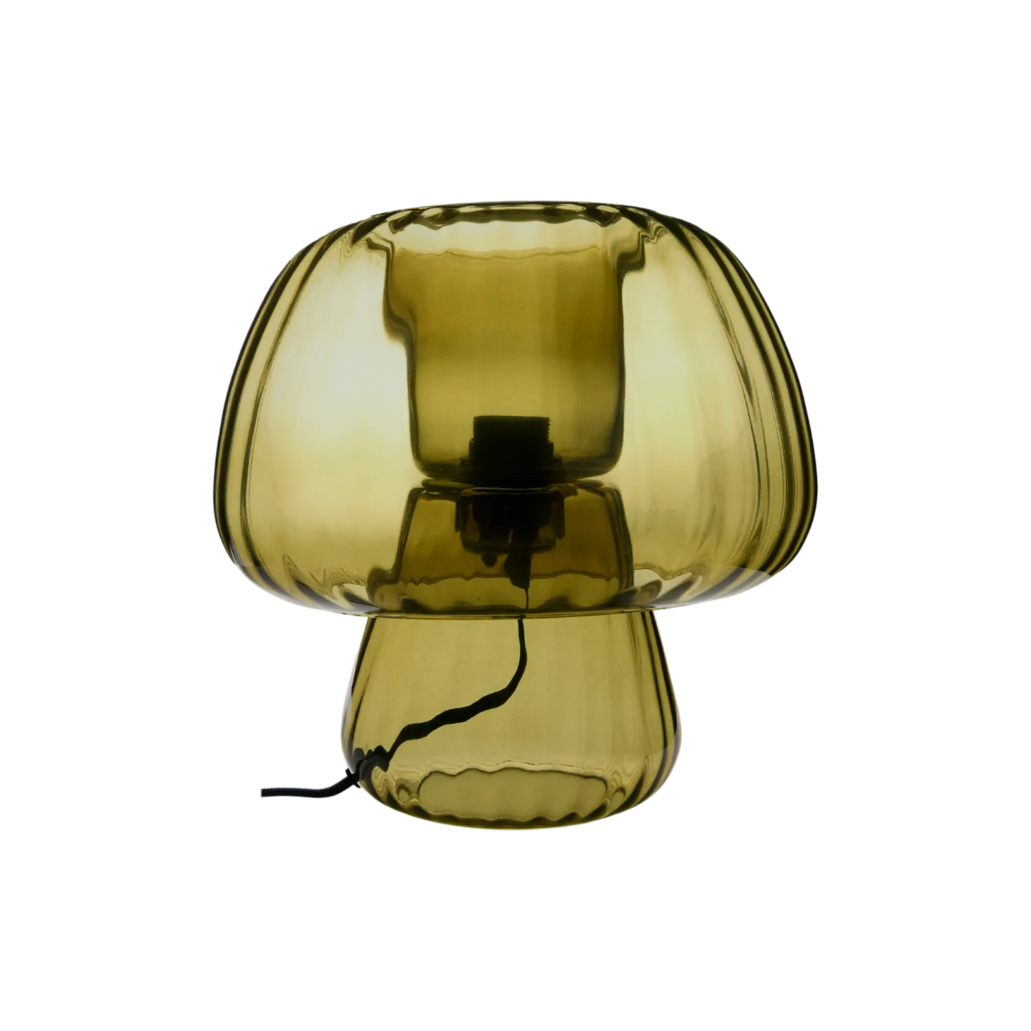 Lampe à poser champignon en verre vert kaki translucide Calista