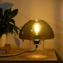 Lampe à poser champignon en verre ambré Carole