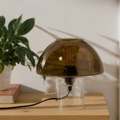 Lampe à poser champignon en verre ambré Carole