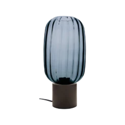 Lampe à poser en verre fumé pied bois foncé Célian