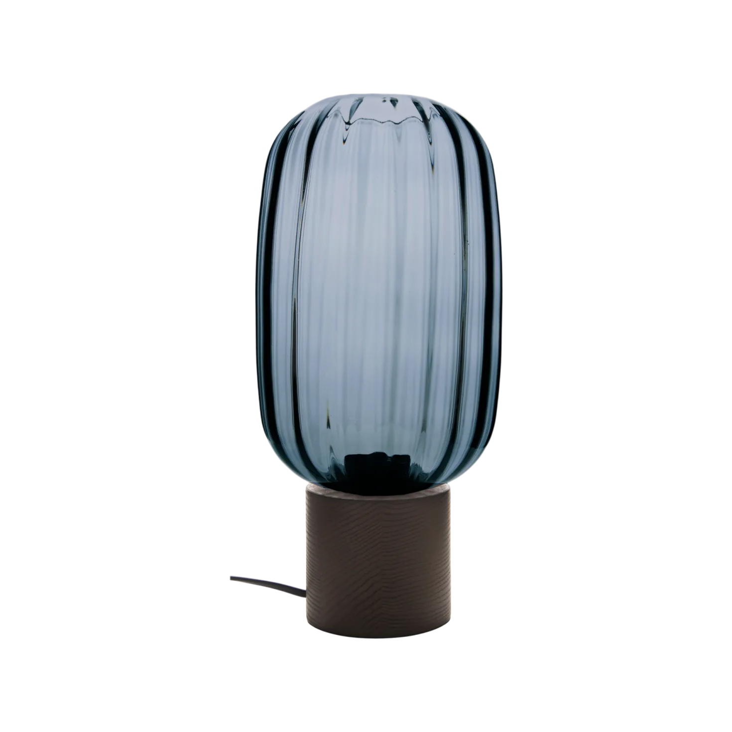 Lampe à poser en verre fumé pied bois foncé Célian