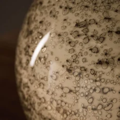 Lampe à poser en verre ronde beige et brun volcanique Constantine
