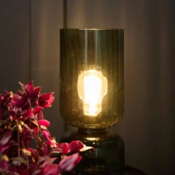 Lampe à poser en verre vert fumé Céleste