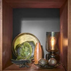 Lampe à poser en verre vert fumé Céleste