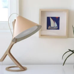 Lampe à poser Silence cuir beige