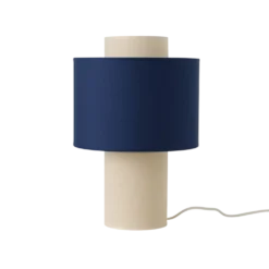 Lampe à poser tissu bleu et blanc Swan