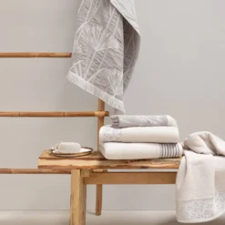 LASA HOME Serviette de bain coton Léontina, écorce