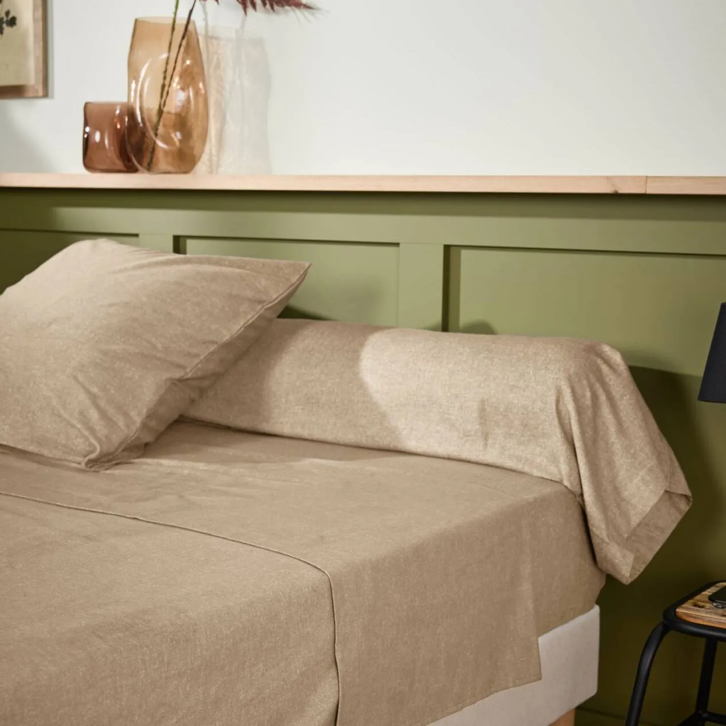 LASA HOME Taie de traversin coton flanelle Livia