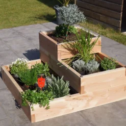 LE CARRE FANTASTIK Carré potager en bois 3 bacs et 3 niveaux, Effet Graphik Junior
