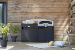 LE MARQUIER Cuisine d'Extérieur 2 Éléments avec Crédence en Acier Noir