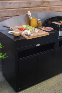 LE MARQUIER Cuisine d'Extérieur 2 Éléments avec Crédence en Acier Noir