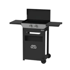 LE MARQUIER Ensemble Plancha Gaz, Chariot et Couvercle en Acier et Inox Original