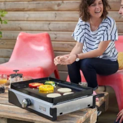 LE MARQUIER Plancha La Petite Française Électrique 150 Duo Inox et Acier Noir