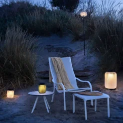 LES JARDINS LOLIE - Lampion lesté à poser H 20 cm solaire & rechargeable 200 LM maille CRISTAL