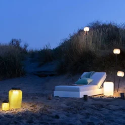 LES JARDINS LOLIE - Lampion lesté à poser H 20 cm solaire & rechargeable 200 LM maille OLIVE