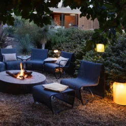 LES JARDINS LOLIE - Lanterne lestée à poser H 47,5 cm solaire & rechargeable 300 LM maille AMBRE