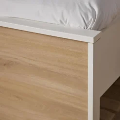 Lit avec chevets intégrés et tiroir en option décor bois Palerme