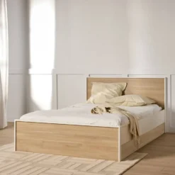 Lit avec tiroir de rangement en option décor bois Palerme