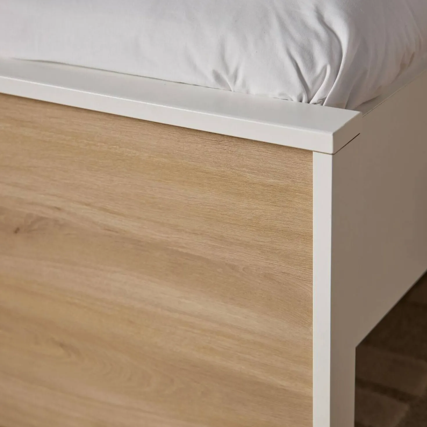 Lit avec tiroir de rangement en option décor bois Palerme
