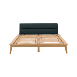 Lit bois avec tête de lit tissu Atia
