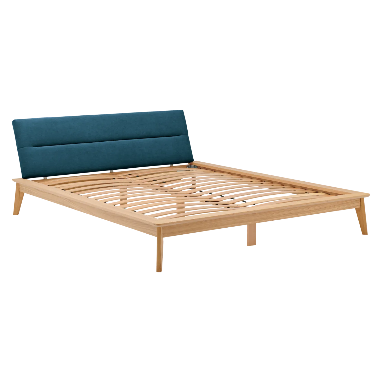 Lit bois avec tête de lit tissu Atia