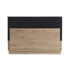 Lit coffre décor bois avec tête de lit tissu Géorgia