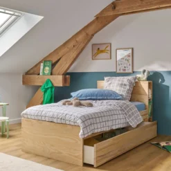 Lit rangement bois massif Sebastian