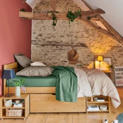 Lit rangement bois massif Tara