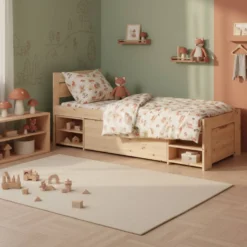 Lit rangement enfant bois massif Tara