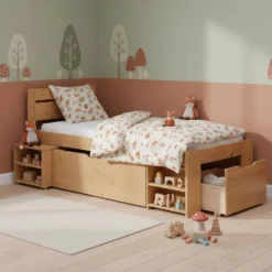 Lit rangement enfant bois massif Tara