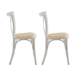 Lot de 2 chaises bois blanc et cannage Sophie