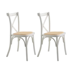 Lot de 2 chaises bois blanc et cannage Sophie