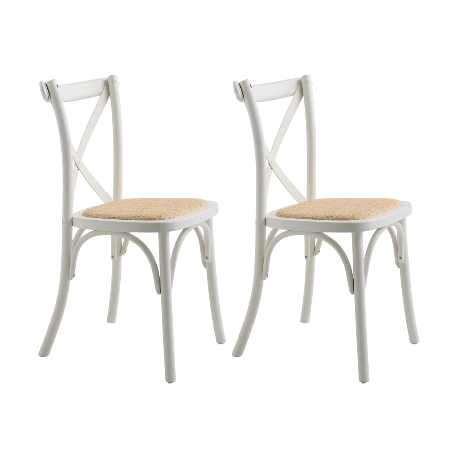 Lot de 2 chaises bois blanc et cannage Sophie