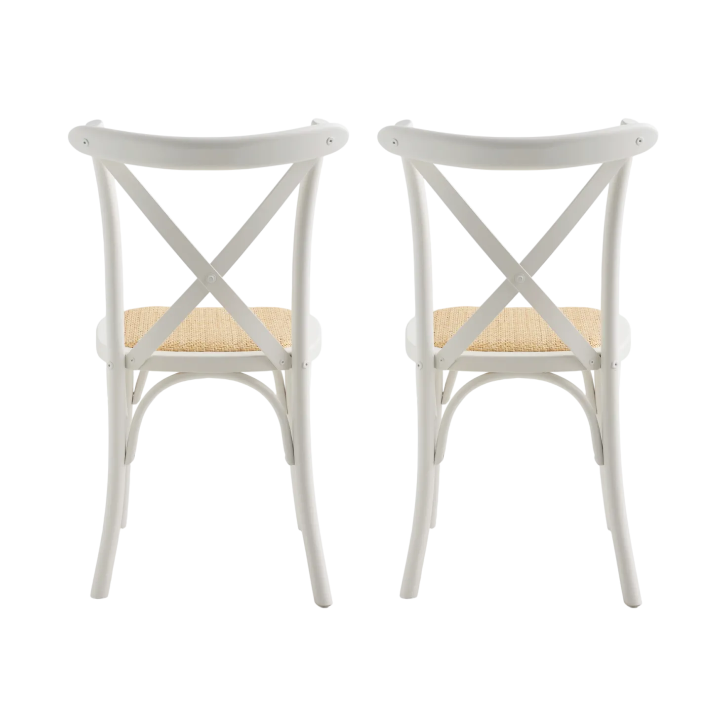 Lot de 2 chaises bois blanc et cannage Sophie