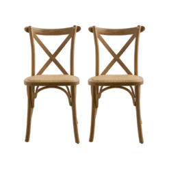 Lot de 2 chaises chêne massif et cannage Sophie