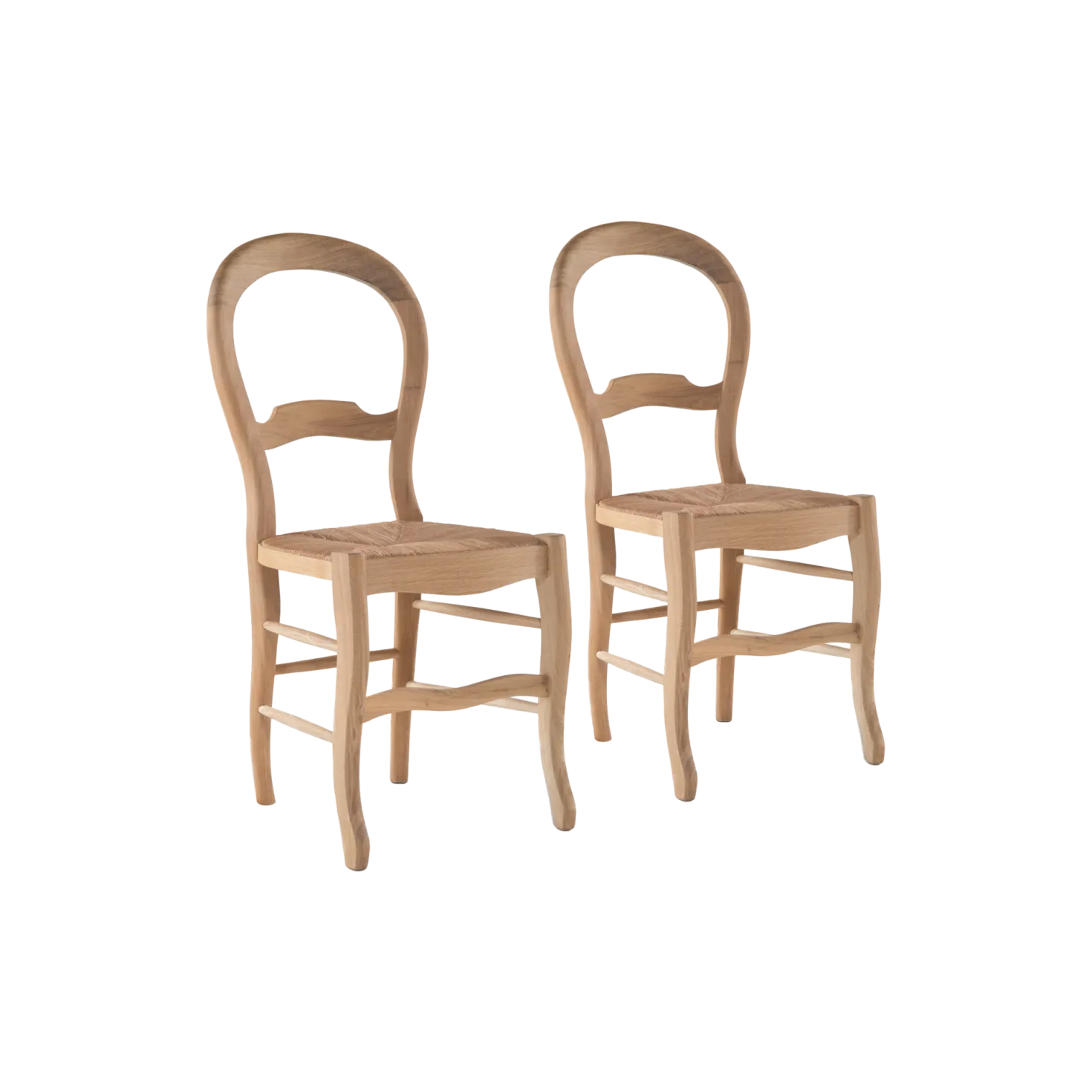 Lot de 2 chaises chêne massif et paille Cléa