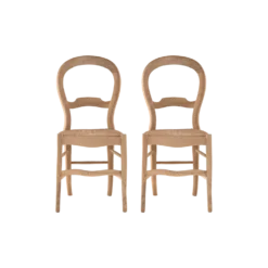 Lot de 2 chaises chêne massif et paille Cléa