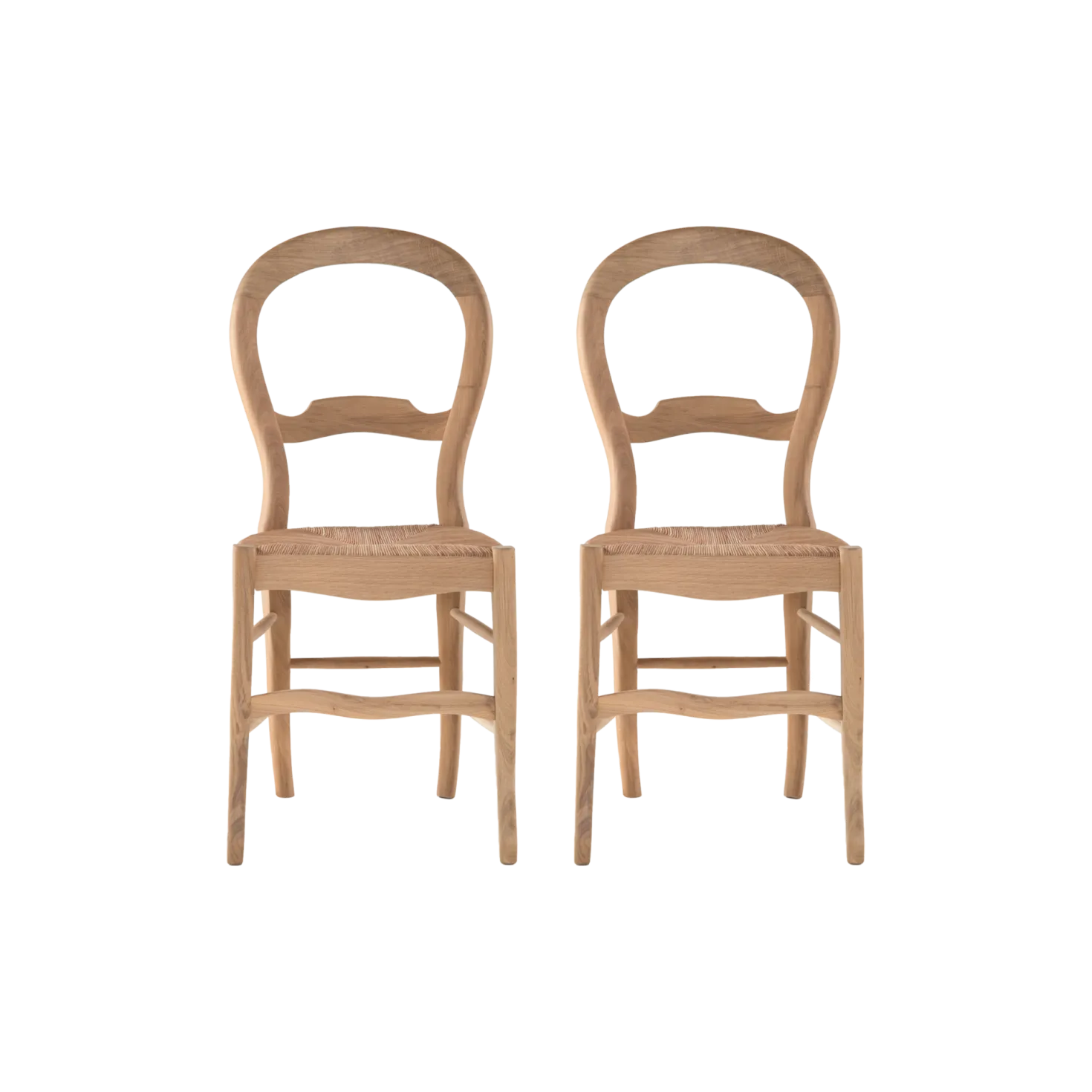 Lot de 2 chaises chêne massif et paille Cléa