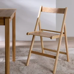 Lot de 2 chaises pliantes bois massif Selena