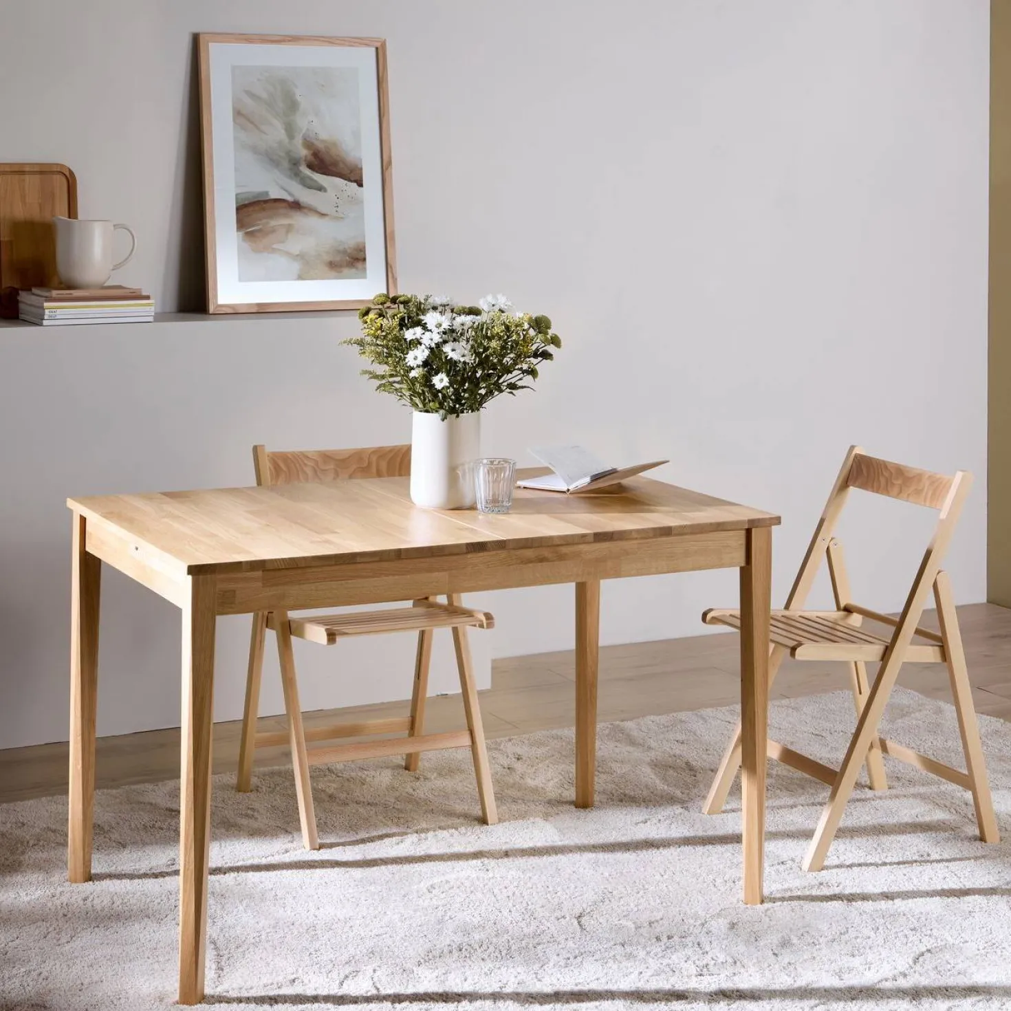 Lot de 2 chaises pliantes bois massif Selena