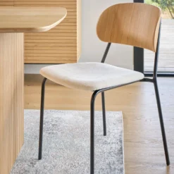 Lot de 4 chaises tissu et bois pieds métal Sofia